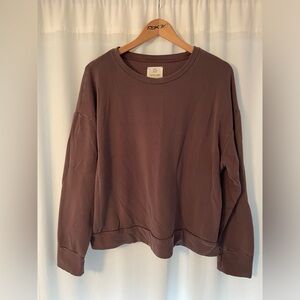 Aerie offline brown crew neck sweatshirt women’s L large pockets long sleeve